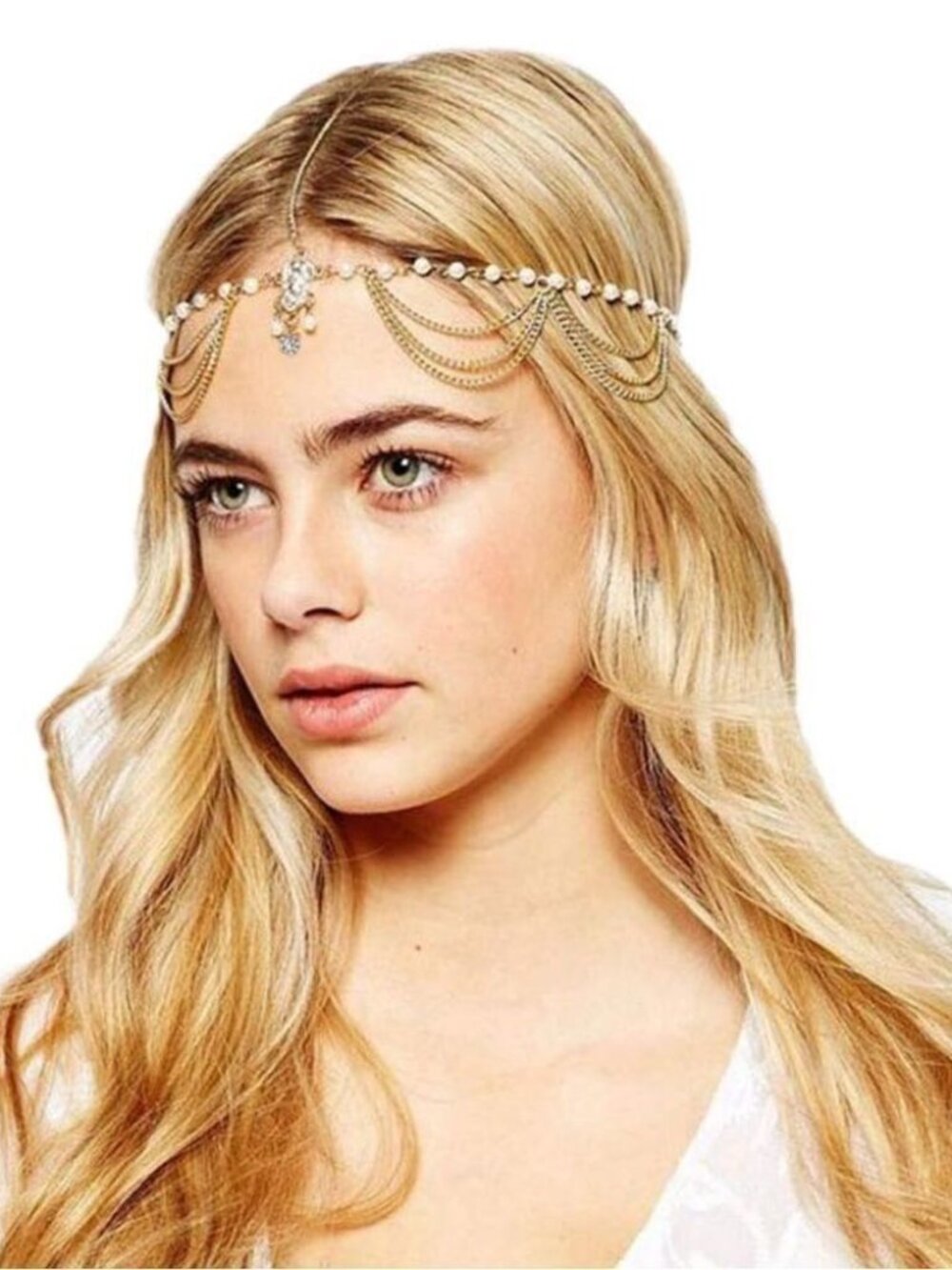 Elegant Gold andPearl headband M345